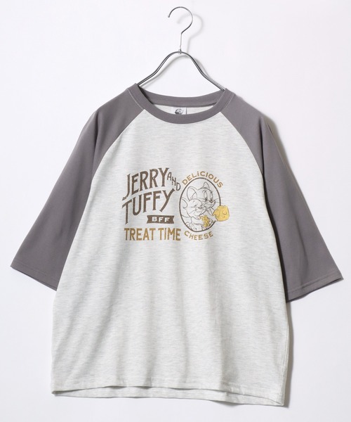Tom＆Jerry（トムアンドジェリー）の「2026SS Tom and Jerry/トムとジェリー ビンテージデザイン キャラクタープリント ラグラン5分袖Tシャツ（Tシャツ/カットソー・レディース・グレー系その他/クリーム/ホワイト系その他/グレー系その他2・L/M）」の14枚目の写真