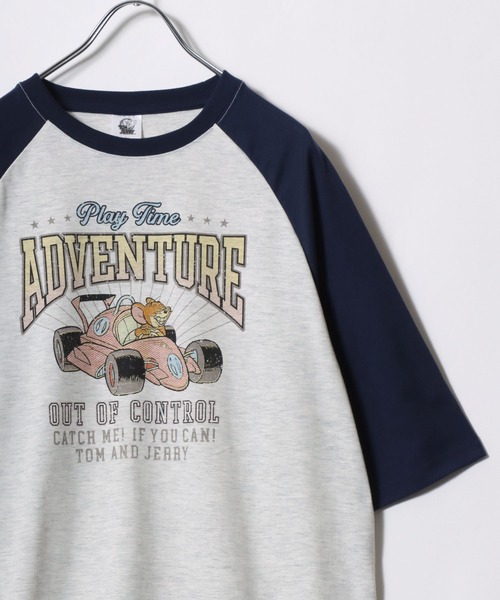 Tom＆Jerry（トムアンドジェリー）の「2026SS Tom and Jerry/トムとジェリー ビンテージデザイン キャラクタープリント ラグラン5分袖Tシャツ（Tシャツ/カットソー・レディース・グレー系その他/クリーム/ホワイト系その他/グレー系その他2・L/M）」の9枚目の写真