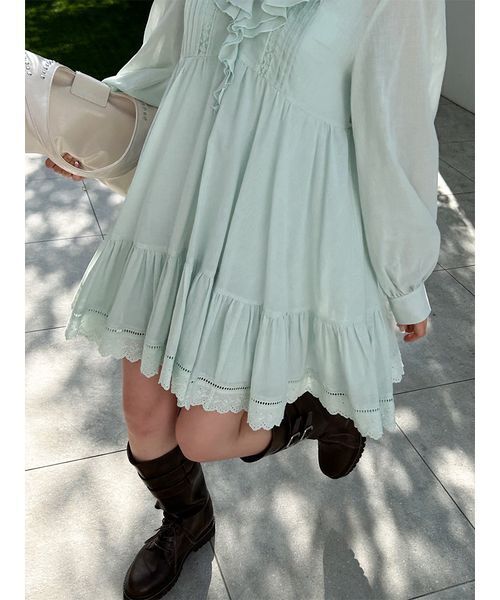 LILY BROWN(リリーブラウン)の「コットンレースミニワンピース(ワンピース・レディース・ブラック/ミント/ホワイト・F)」の15枚目の写真