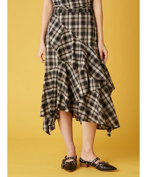 FURFUR（ファーファー）の「アシンメトリーヘムスカート（スカート・レディース・ブラック/グリーン/ピンク・F）」の2枚目の写真