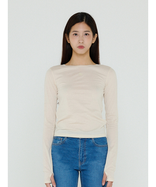 Bb' BENETTON(ビーフラットベネトン)の「シルケットロングスリーブTシャツ (ライトイエロー)(Tシャツ/カットソー・レディース・その他・S/M)」の3枚目の写真