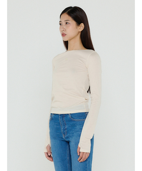 Bb' BENETTON(ビーフラットベネトン)の「シルケットロングスリーブTシャツ (ライトイエロー)(Tシャツ/カットソー・レディース・その他・S/M)」の4枚目の写真