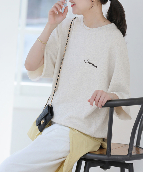 JOURNAL STANDARD relume（ジャーナルスタンダード　レリューム）の「ハーフスリーブ刺繍ロゴスウェット（スウェット・レディース・ネイビー/ブラック系その他/グレー・FREE）」の3枚目の写真