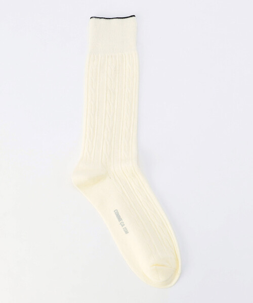 COMME CA ISM（コムサイズム）の「リンクス編み ケーブル柄 ソックス（ソックス/靴下・メンズ・ネイビー/レッド/グリーン/オフホワイト・27cm）」の2枚目の写真