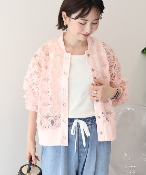 AMERICAN HOLIC（アメリカンホリック）の「アートレースカーディガン（カーディガン/ボレロ・レディース・ブラック/ブラウン/ピンク/アイボリー/ライトイエロー・M/L）」の5枚目の写真