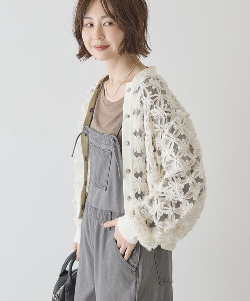 AMERICAN HOLIC（アメリカンホリック）の「アートレースカーディガン（カーディガン/ボレロ・レディース・ブラック/ブラウン/ピンク/アイボリー/ライトイエロー・M/L）」の2枚目の写真