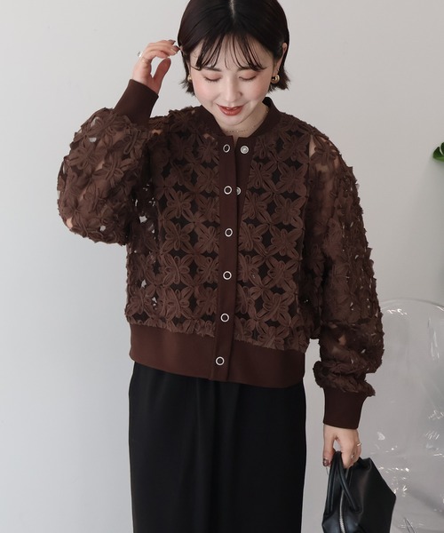 AMERICAN HOLIC（アメリカンホリック）の「アートレースカーディガン（カーディガン/ボレロ・レディース・ブラック/ブラウン/ピンク/アイボリー/ライトイエロー・M/L）」の21枚目の写真