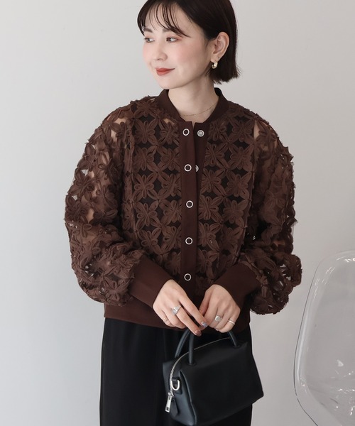 AMERICAN HOLIC（アメリカンホリック）の「アートレースカーディガン（カーディガン/ボレロ・レディース・ブラック/ブラウン/ピンク/アイボリー/ライトイエロー・M/L）」の7枚目の写真