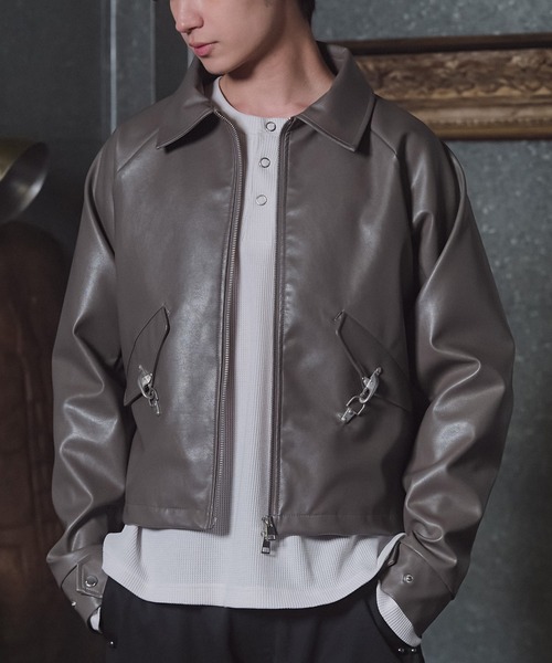 Confirm（コンファーム）の「Fireman Hook Leather Jacket / ファイヤーマンフックレザージャケット メンズ レディース ユニセックス（ライダースジャケット・メンズ・ブラック/カーキ/グリーン・M/L）」の2枚目の写真