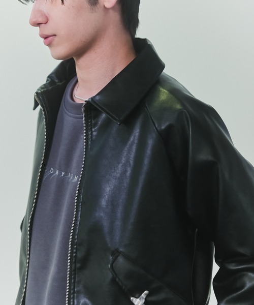 Confirm（コンファーム）の「Fireman Hook Leather Jacket / ファイヤーマンフックレザージャケット メンズ レディース ユニセックス（ライダースジャケット・メンズ・ブラック/カーキ/グリーン・M/L）」の5枚目の写真