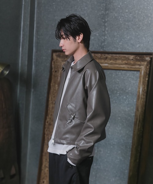 Confirm（コンファーム）の「Fireman Hook Leather Jacket / ファイヤーマンフックレザージャケット メンズ レディース ユニセックス（ライダースジャケット・メンズ・ブラック/カーキ/グリーン・M/L）」の18枚目の写真