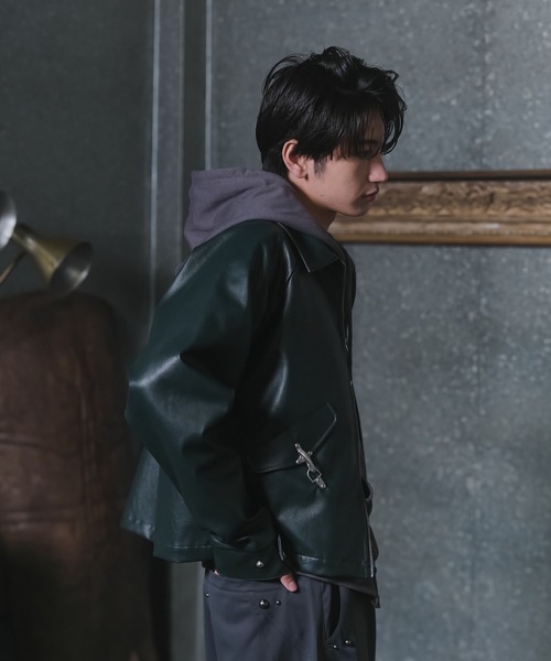 ANDER HUNK ファイヤーマンデザインレザーライダースジャケット　即完商品 ANDER HUNK（アンダーハンク）の「Fireman Design Fur Riders Jacket