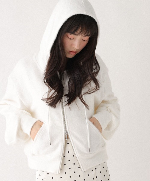 Heather（ヘザー）の「シャギーカットフーディ　647911（パーカー・レディース・ネイビー/アイボリー/グレー・FREE）」の5枚目の写真