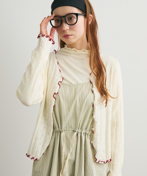 Crisp(クリスプ)の「バイカラーメロウVネックカーディガン(カーディガン/ボレロ・レディース・グレー/ホワイト・FREE)」の2枚目の写真