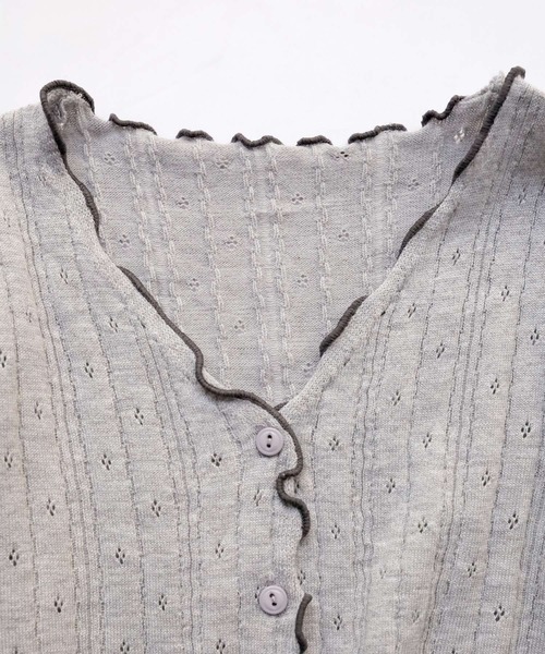 Crisp(クリスプ)の「バイカラーメロウVネックカーディガン(カーディガン/ボレロ・レディース・グレー/ホワイト・FREE)」の19枚目の写真