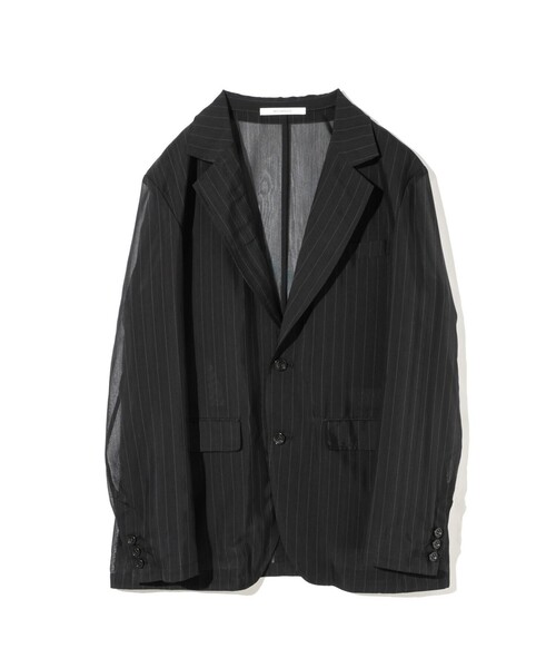 MIDIUMISOLID(ミディウミソリッド)の「MIDIUMISOLID Men’s シアーストライプジャケット(ダウンジャケット/コート・メンズ・ブラック/オフホワイト・48)」の3枚目の写真