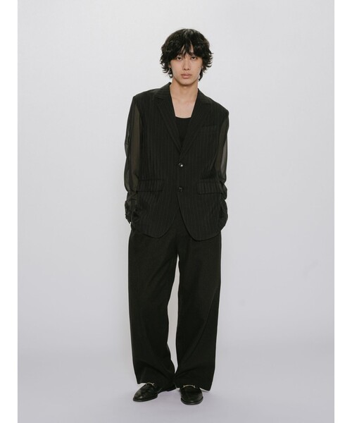 MIDIUMISOLID(ミディウミソリッド)の「MIDIUMISOLID Men’s シアーストライプジャケット(ダウンジャケット/コート・メンズ・ブラック/オフホワイト・48)」の9枚目の写真