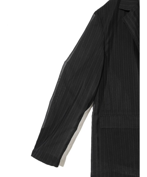 MIDIUMISOLID(ミディウミソリッド)の「MIDIUMISOLID Men’s シアーストライプジャケット(ダウンジャケット/コート・メンズ・ブラック/オフホワイト・48)」の14枚目の写真