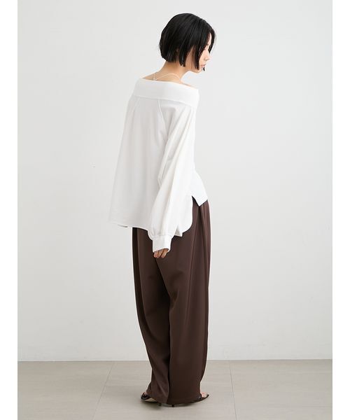 MIESROHE（ミースロエ）の「【洗える・接触冷感・UVカット】リサイクルサテンギャザーバレルパンツ（その他パンツ・レディース・ブラック/ホワイト/ブラウン・0/1）」の19枚目の写真