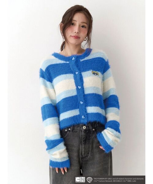 CALNAMUR（カルナムール）の「【パワーパフ ガールズ】カラーボーダーニットカーデ（カーディガン/ボレロ・レディース・レッド/グリーン/ブルー・FREE）」の3枚目の写真