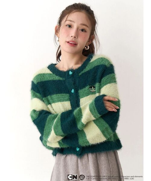 CALNAMUR（カルナムール）の「【パワーパフ ガールズ】カラーボーダーニットカーデ（カーディガン/ボレロ・レディース・レッド/グリーン/ブルー・FREE）」の2枚目の写真