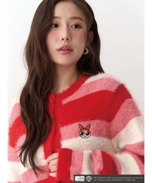 CALNAMUR（カルナムール）の「【パワーパフ ガールズ】カラーボーダーニットカーデ（カーディガン/ボレロ・レディース・レッド/グリーン/ブルー・FREE）」の5枚目の写真