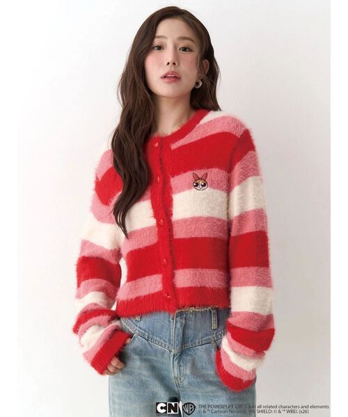 CALNAMUR（カルナムール）の「【パワーパフ ガールズ】カラーボーダーニットカーデ（カーディガン/ボレロ・レディース・レッド/グリーン/ブルー・FREE）」の6枚目の写真