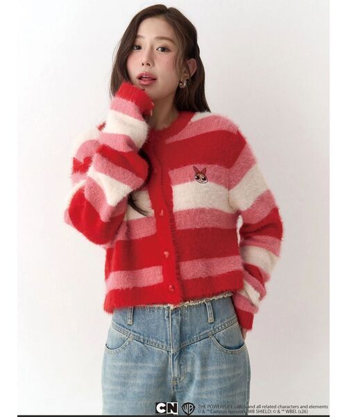 CALNAMUR（カルナムール）の「【パワーパフ ガールズ】カラーボーダーニットカーデ（カーディガン/ボレロ・レディース・レッド/グリーン/ブルー・FREE）」の9枚目の写真