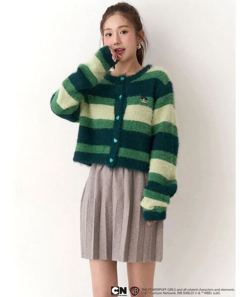 CALNAMUR（カルナムール）の「【パワーパフ ガールズ】カラーボーダーニットカーデ（カーディガン/ボレロ・レディース・レッド/グリーン/ブルー・FREE）」の19枚目の写真