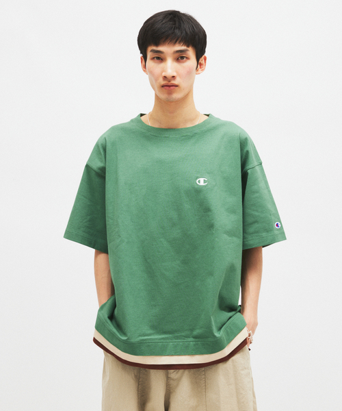Champion(チャンピオン)の「CHAMPION / チャンピオン for JOURNAL STANDARD 3 レイヤード 半袖 Tシャツ(Tシャツ/カットソー・メンズ・ネイビー/ホワイト/ブラック/カーキ・MEDIUM/LARGE)」の16枚目の写真