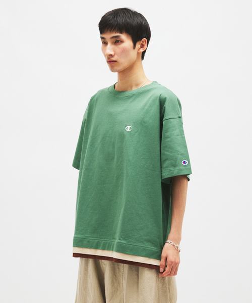 Champion(チャンピオン)の「CHAMPION / チャンピオン for JOURNAL STANDARD 3 レイヤード 半袖 Tシャツ(Tシャツ/カットソー・メンズ・ネイビー/ホワイト/ブラック/カーキ・MEDIUM/LARGE)」の14枚目の写真
