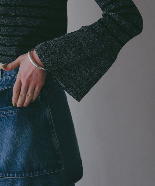 BAYFLOW（ベイフロー）の「【EF(エフ)】袖フリルボーダーニット（WOMEN）（ニット/セーター・レディース・ブラック/ライトグリーン・FREE）」の16枚目の写真