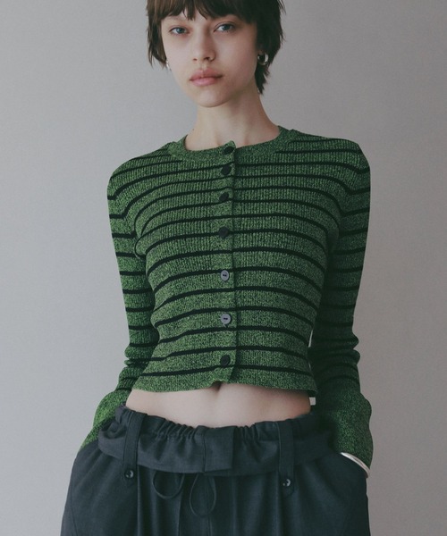 BAYFLOW（ベイフロー）の「【EF(エフ)】袖フリルボーダーニット（WOMEN）（ニット/セーター・レディース・ブラック/ライトグリーン・FREE）」の19枚目の写真