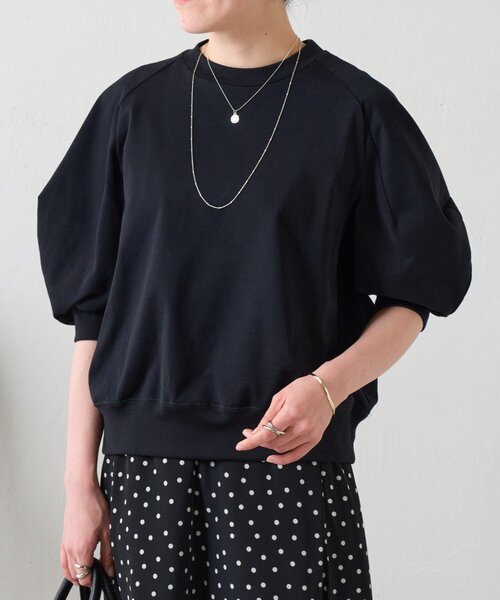 BEARDSLEY（ビアズリー）の「ランタンスリーブTee（Tシャツ/カットソー・レディース・ライトグレー/ブラック・FREE）」の3枚目の写真