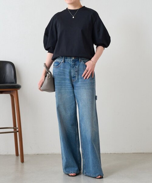 BEARDSLEY（ビアズリー）の「ランタンスリーブTee（Tシャツ/カットソー・レディース・ライトグレー/ブラック・FREE）」の8枚目の写真