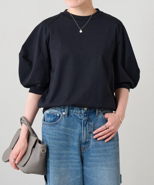 BEARDSLEY（ビアズリー）の「ランタンスリーブTee（Tシャツ/カットソー・レディース・ライトグレー/ブラック・FREE）」の11枚目の写真