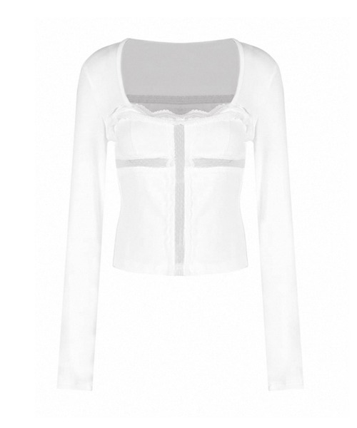 THEAIRTOWN(ジエアタウン)の「milk lace cross crop top(Tシャツ/カットソー・レディース・ブラック/ホワイト・FREE)」の11枚目の写真
