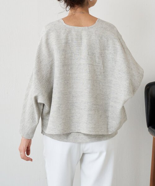 BEARDSLEY（ビアズリー）の「リネンインレイカーディガン（カーディガン/ボレロ・レディース・ベージュ/ネイビー/グレー・FREE）」の12枚目の写真