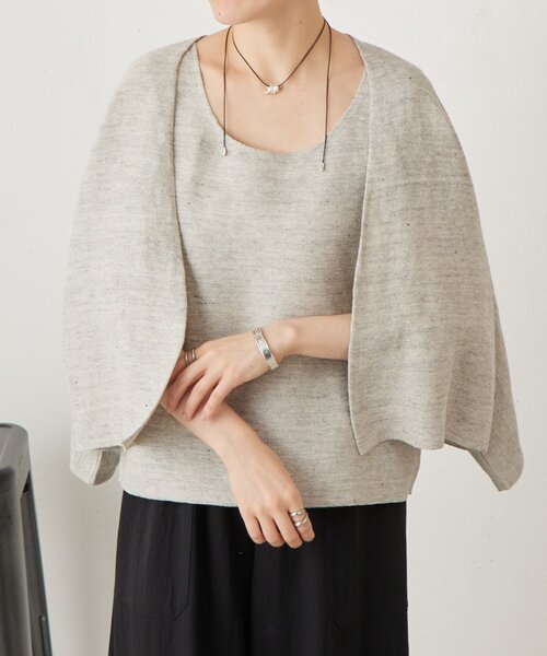 BEARDSLEY（ビアズリー）の「リネンインレイカーディガン（カーディガン/ボレロ・レディース・ベージュ/ネイビー/グレー・FREE）」の17枚目の写真