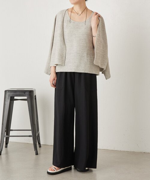 BEARDSLEY（ビアズリー）の「リネンインレイカーディガン（カーディガン/ボレロ・レディース・ベージュ/ネイビー/グレー・FREE）」の18枚目の写真