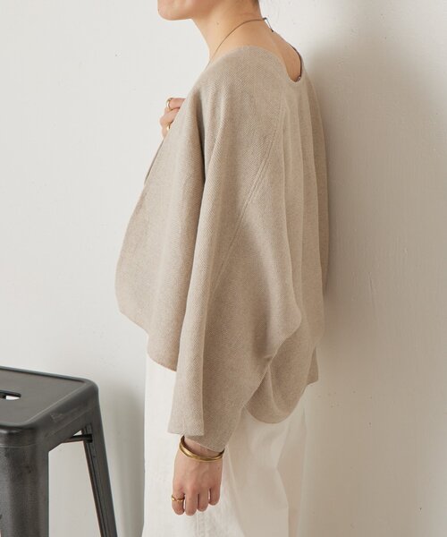 BEARDSLEY（ビアズリー）の「リネンインレイカーディガン（カーディガン/ボレロ・レディース・ベージュ/ネイビー/グレー・FREE）」の20枚目の写真