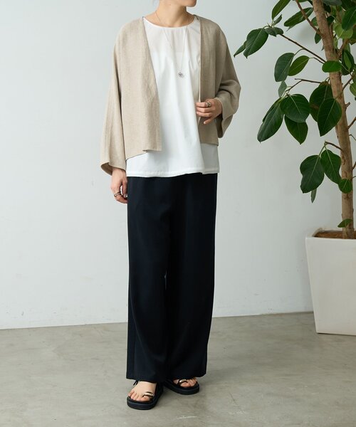 BEARDSLEY(ビアズリー)の「リネンインレイカーディガン(カーディガン/ボレロ・レディース・ベージュ/ネイビー/グレー・FREE)」の17枚目の写真