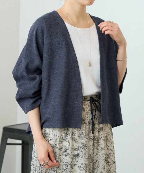 BEARDSLEY(ビアズリー)の「リネンインレイカーディガン(カーディガン/ボレロ・レディース・ベージュ/ネイビー/グレー・FREE)」の20枚目の写真