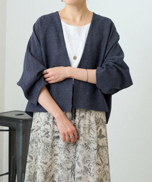 BEARDSLEY(ビアズリー)の「リネンインレイカーディガン(カーディガン/ボレロ・レディース・ベージュ/ネイビー/グレー・FREE)」の21枚目の写真