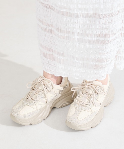 ORiental TRaffic（オリエンタルトラフィック）の「ラインストーン 厚底 スニーカー /OT3792（スニーカー・レディース・ブラック/ベージュ・36/41/40/39/38/37）」の2枚目の写真