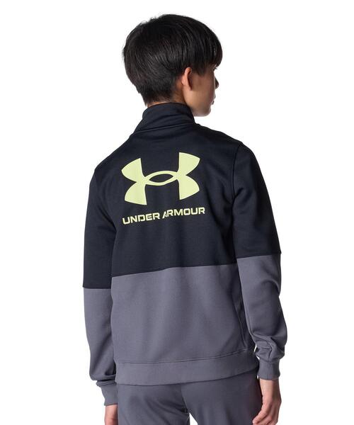 UNDER ARMOUR(アンダーアーマー)の「UAカラーブロック ビッグロゴ トラックスーツ(トレーニング/キッズ)(その他トップス・キッズ・グレー×ホワイト・140cm/150cm/160cm)」の3枚目の写真