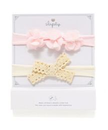 SLAP SLIP BABY | ふわふわフラワー+レースリボンヘアカチューム2点セットベビー(その他ベビー用品)