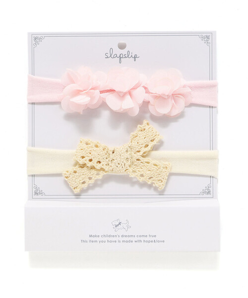 SLAP SLIP BABY(スラップスリップベビー)の「ふわふわフラワー+レースリボンヘアカチューム2点セットベビー(その他ベビー用品・キッズ・ホワイト/ピンク/ブルー・FREE)」の3枚目の写真