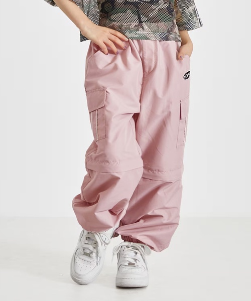 X-girl Stages(エックスガールステージス)の「2WAY カーゴパンツ(カーゴパンツ・キッズ・ピンク/ブラック・140cm/130cm/110cm/120cm/100cm)」の1枚目の写真