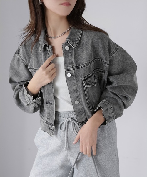 Riberry（リベリー）の「ショート丈デニムジャケット（デニムジャケット・レディース・ブルー/ブラック/ネイビー・FREE）」の2枚目の写真